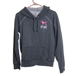 Victoria’s Secret Grey and Pink PINK Hoodie VS Metallic Pink Accents